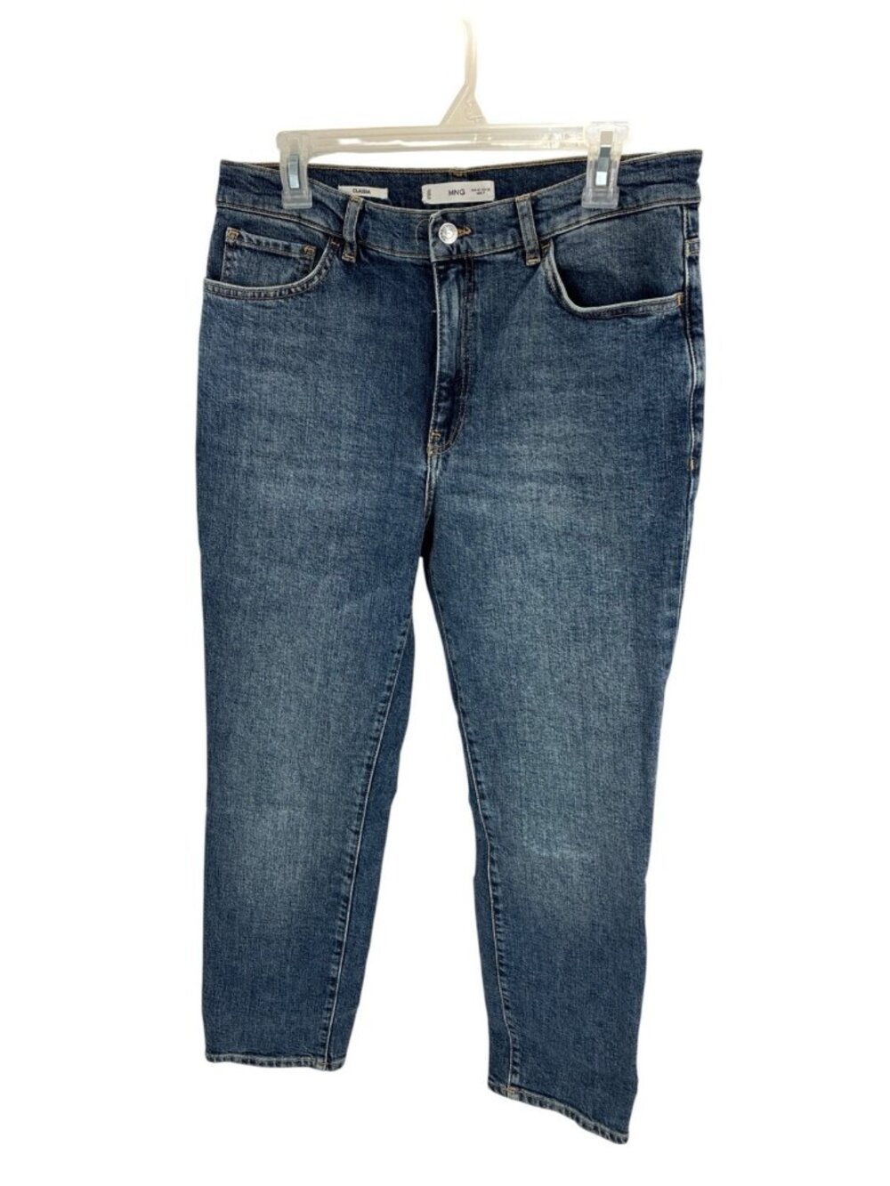 MNG Mango Claudia Womens Straight Leg Jeans Blue Medium Wash Size 10 Stretch